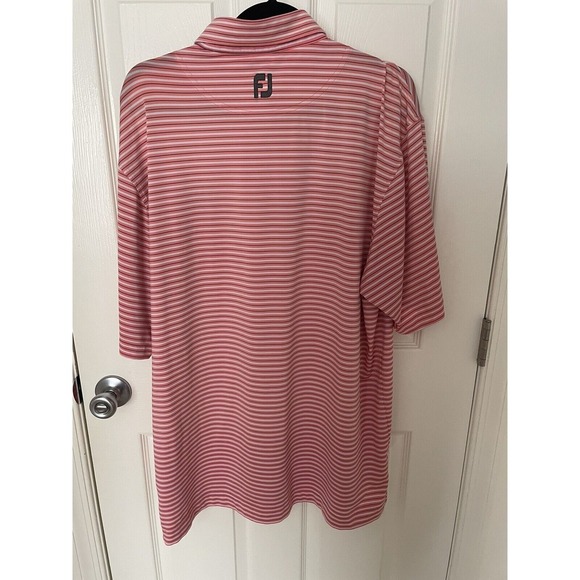 FootJoy Fords Colony Country Club Pink White Stripe Polo Golf Shirt Mens XL - Picture 4 of 7